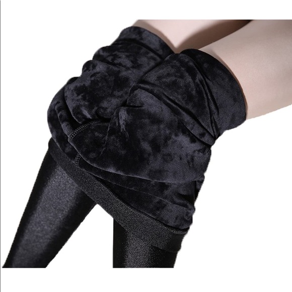NEW WOMEN'S WINTER WARM SHINY LEGGINGS ELASTIC THICK VELVET PANTS TIGHTS - Picture 4 of 6